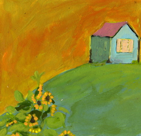 Cottage with Sunflowers
